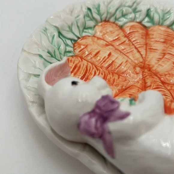 Vintage Palm Tree Company Bunny Carrot Plate Easter Spring Made in Taiwan - Picture 7 of 16